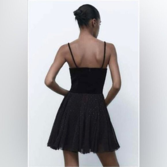 Zara, Ladies Velvet Dotted Mesh Dress - Black. Size: M. NWT. - Picture 16 of 16